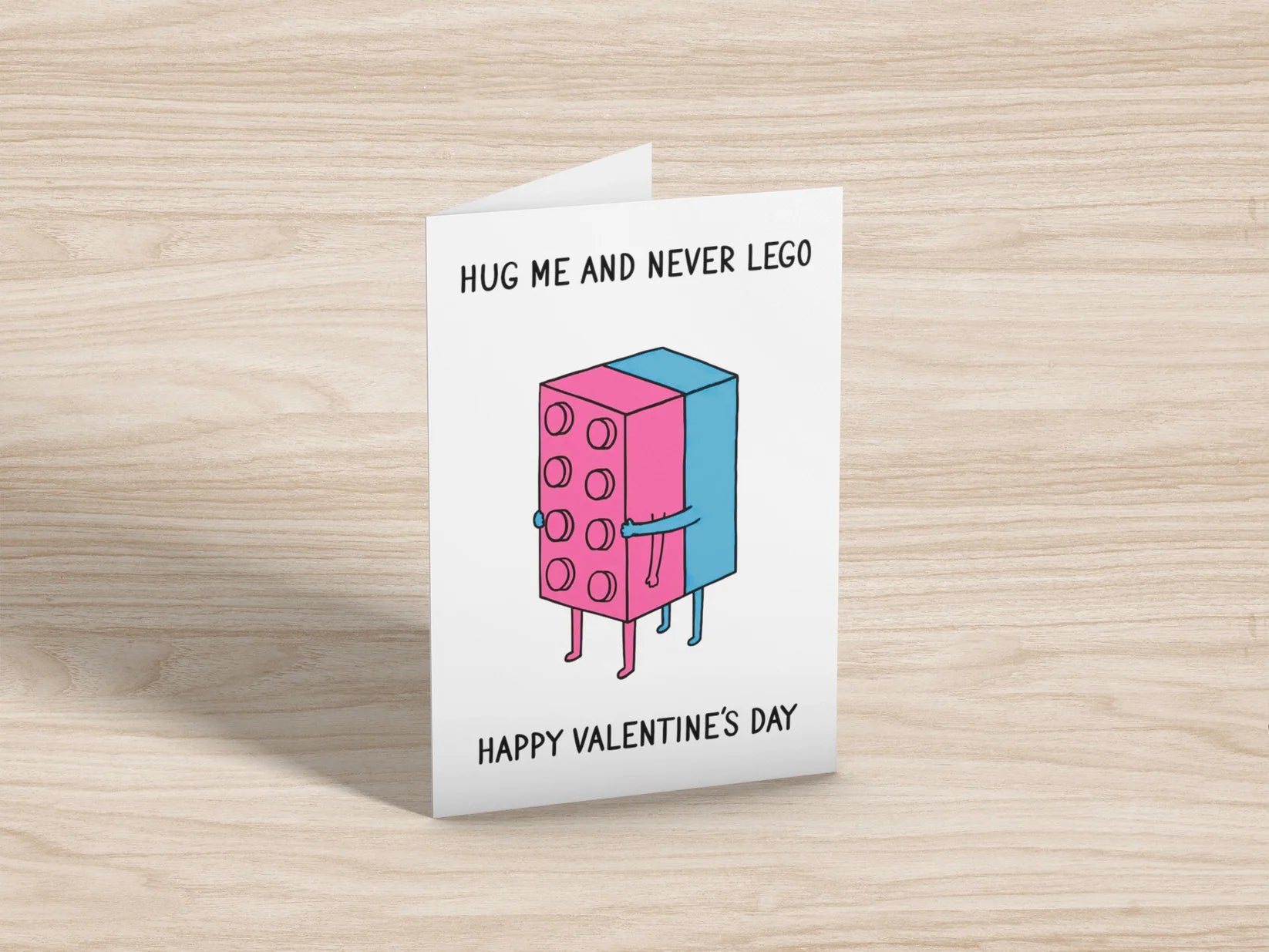 Hug Me And Never Lego Valentine's Day Card